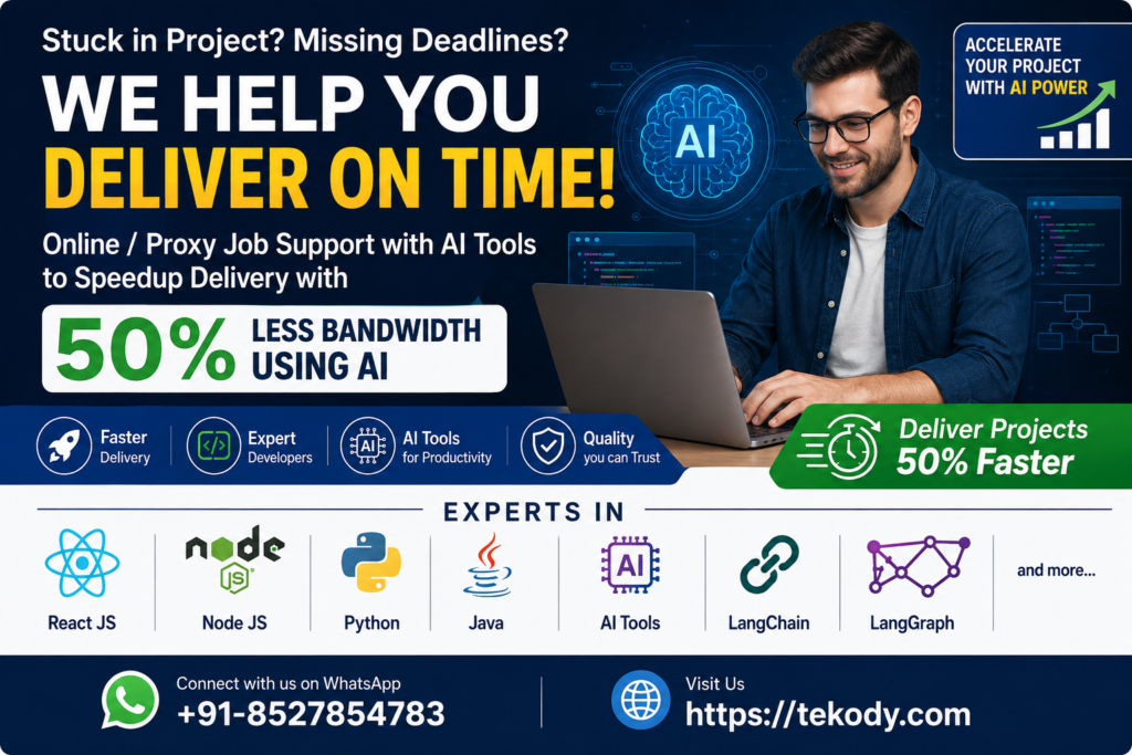 Online Job Support & Proxy Support for React, Node & AI